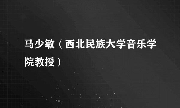 马少敏(西北民族大学音乐学院教授)