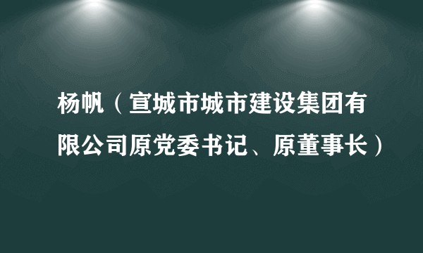 杨帆（宣城市城市建设集团有限公司原党委书记、原董事长）