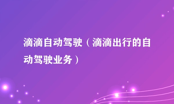 滴滴自动驾驶（滴滴出行的自动驾驶业务）