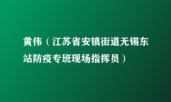 黄伟（江苏省安镇街道无锡东站防疫专班现场指挥员）