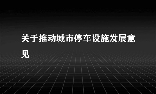 关于推动城市停车设施发展意见