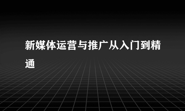 新媒体运营与推广从入门到精通