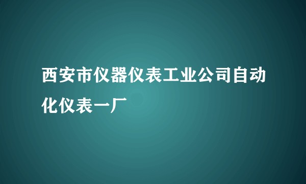 西安市仪器仪表工业公司自动化仪表一厂