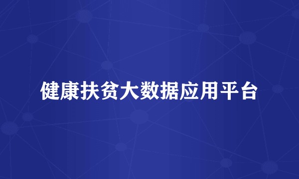 健康扶贫大数据应用平台