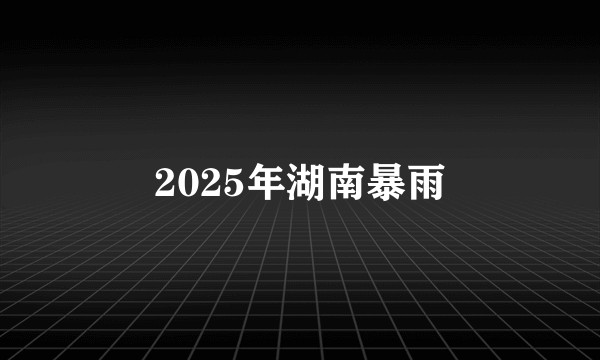 2025年湖南暴雨