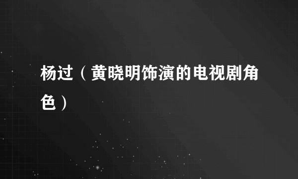 杨过（黄晓明饰演的电视剧角色）