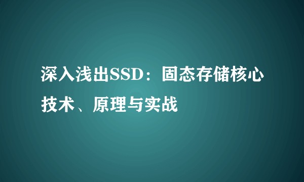 深入浅出SSD：固态存储核心技术、原理与实战