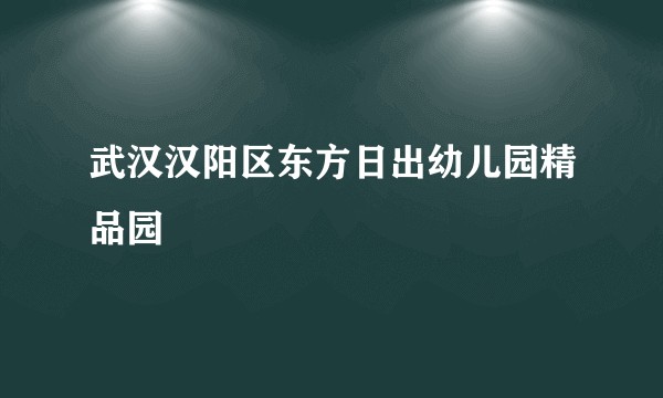 武汉汉阳区东方日出幼儿园精品园