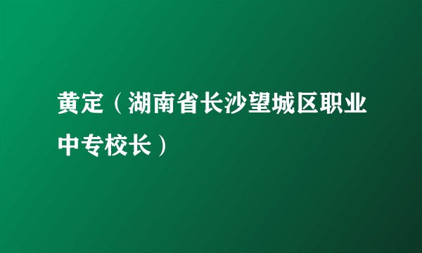 黄定（湖南省长沙望城区职业中专校长）