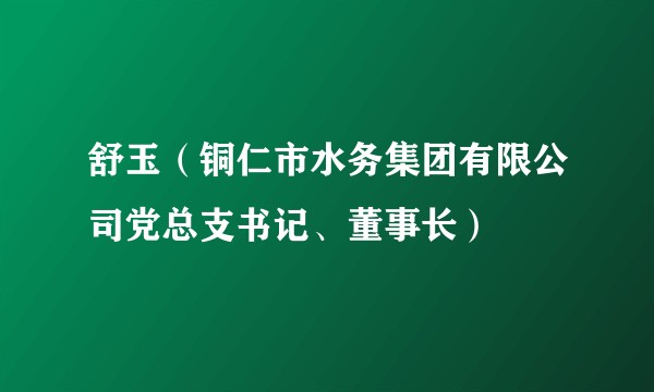舒玉（铜仁市水务集团有限公司党总支书记、董事长）