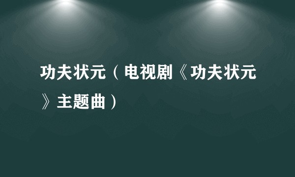 功夫状元（电视剧《功夫状元》主题曲）