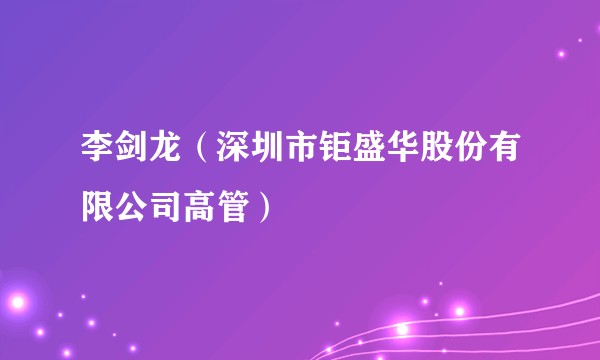 李剑龙(深圳市钜盛华股份有限公司高管)