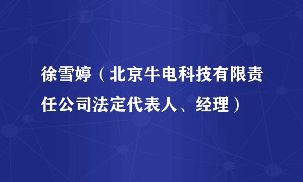 徐雪婷（北京牛电科技有限责任公司法定代表人、经理）
