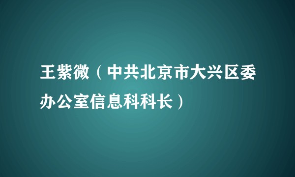 王紫微（中共北京市大兴区委办公室信息科科长）