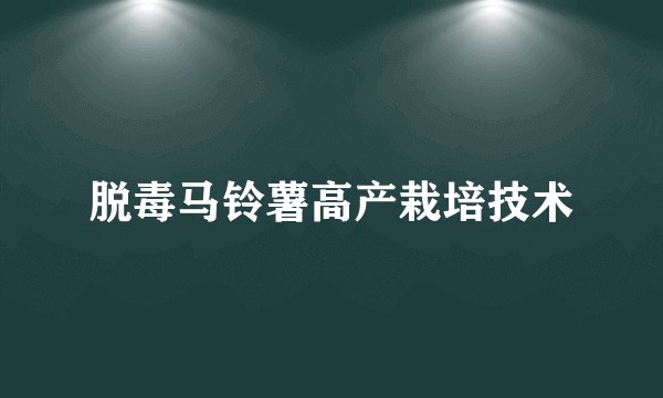 脱毒马铃薯高产栽培技术