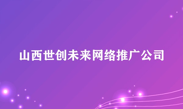 山西世创未来网络推广公司