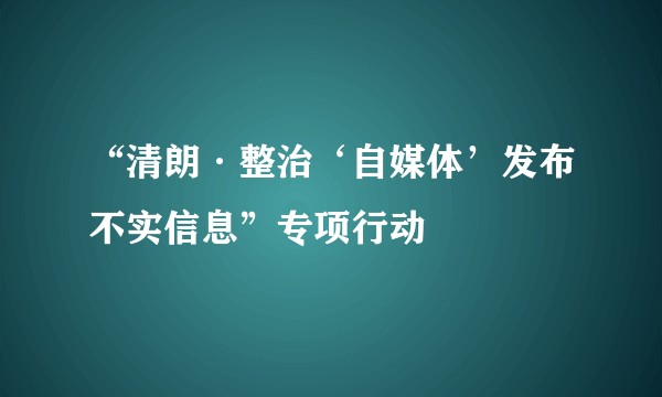 “清朗·整治‘自媒体’发布不实信息”专项行动