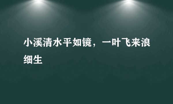 小溪清水平如镜，一叶飞来浪细生