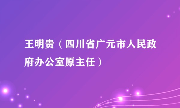王明贵（四川省广元市人民政府办公室原主任）