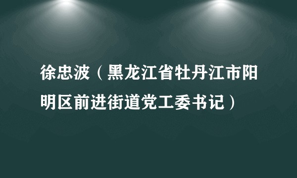 徐忠波（黑龙江省牡丹江市阳明区前进街道党工委书记）