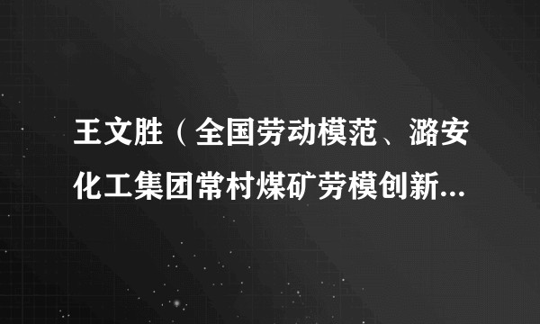 王文胜（全国劳动模范、潞安化工集团常村煤矿劳模创新工作室带头人）