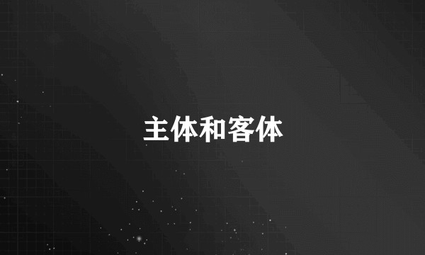 主体和客体