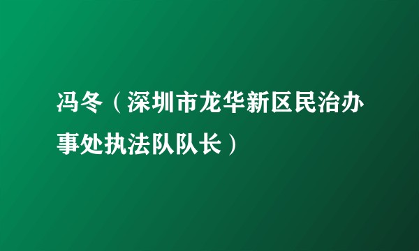冯冬（深圳市龙华新区民治办事处执法队队长）