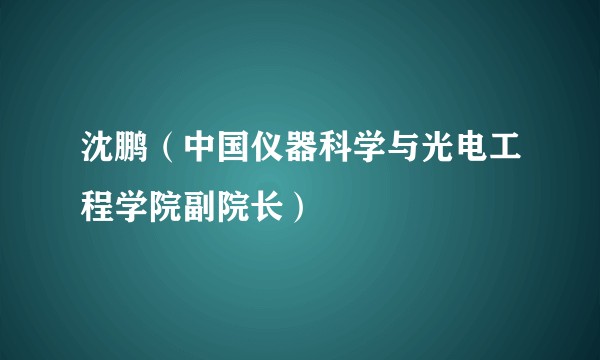 沈鹏（中国仪器科学与光电工程学院副院长）