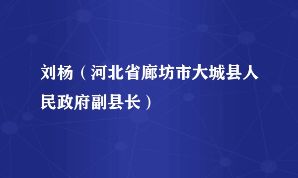 刘杨（河北省廊坊市大城县人民政府副县长）