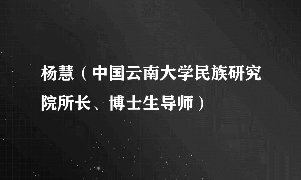 杨慧（中国云南大学民族研究院所长、博士生导师）