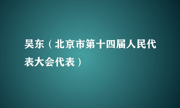 吴东（北京市第十四届人民代表大会代表）