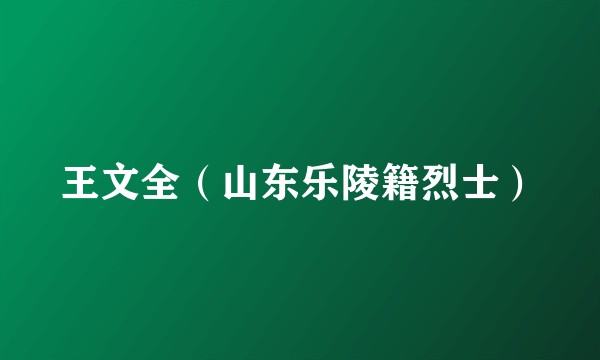 王文全（山东乐陵籍烈士）