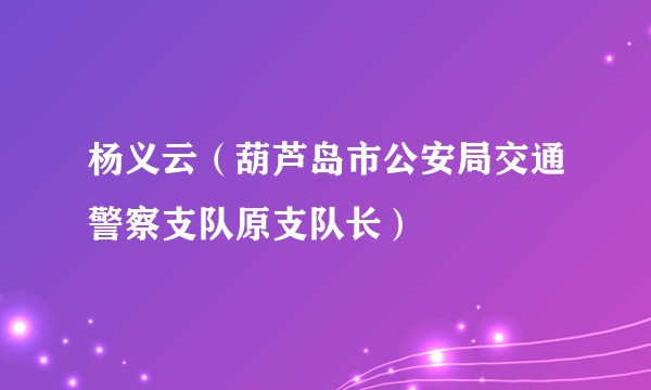 杨义云(葫芦岛市公安局交通警察支队原支队长)
