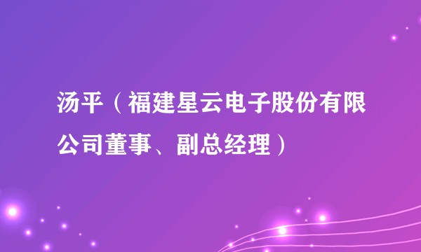 汤平（福建星云电子股份有限公司董事、副总经理）