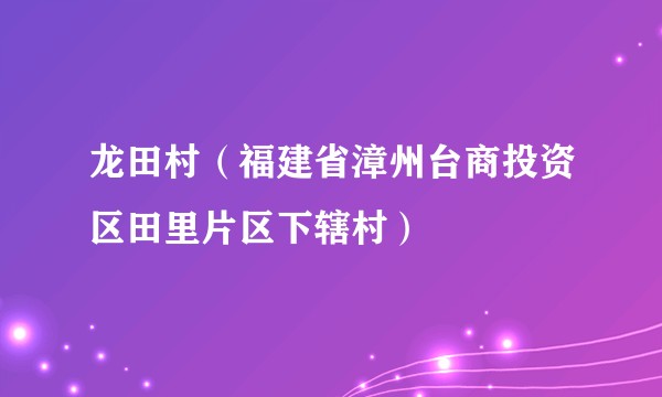 龙田村（福建省漳州台商投资区田里片区下辖村）