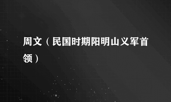 周文（民国时期阳明山义军首领）
