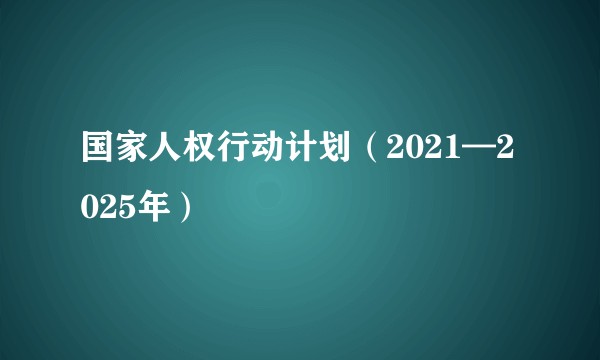 国家人权行动计划(2021—2025年)