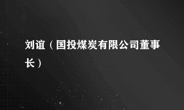 刘谊（国投煤炭有限公司董事长）