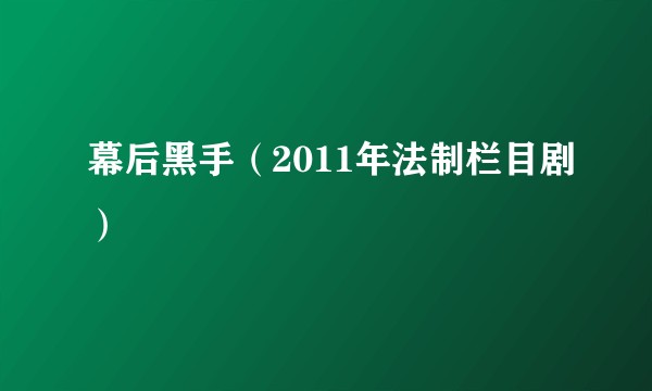 幕后黑手（2011年法制栏目剧）