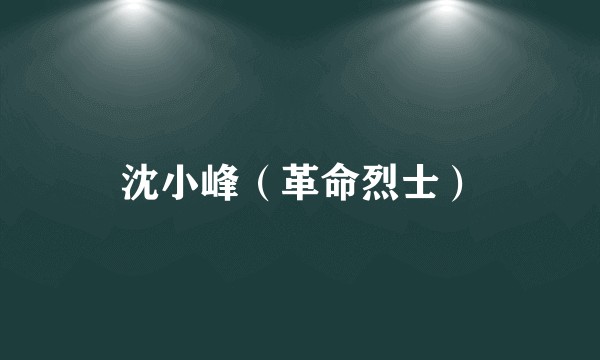 沈小峰（革命烈士）