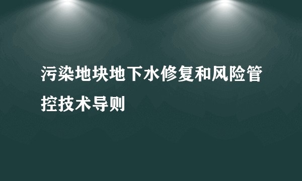 污染地块地下水修复和风险管控技术导则