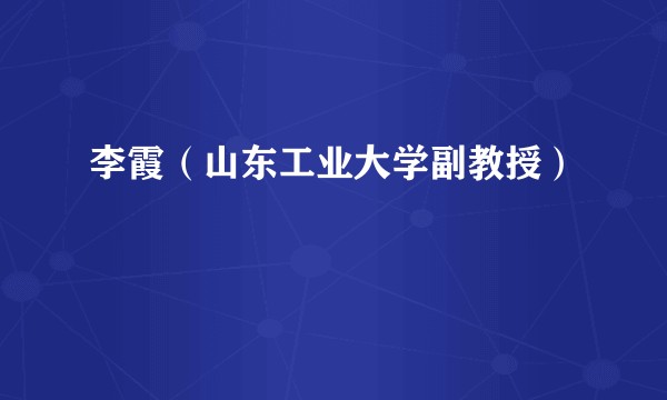 李霞（山东工业大学副教授）