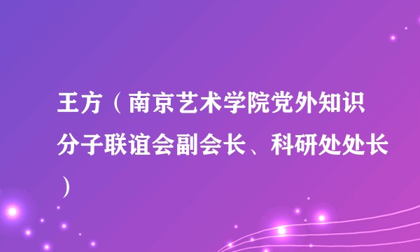 王方（南京艺术学院党外知识分子联谊会副会长、科研处处长）