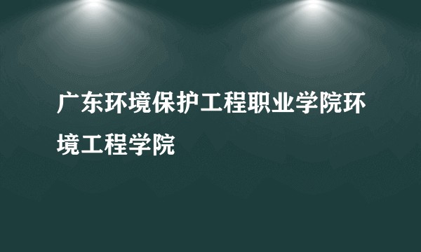 广东环境保护工程职业学院环境工程学院