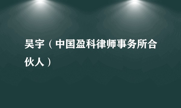 吴宇（中国盈科律师事务所合伙人）