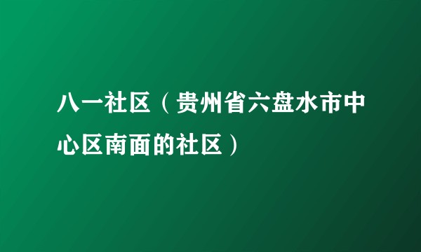 八一社区（贵州省六盘水市中心区南面的社区）