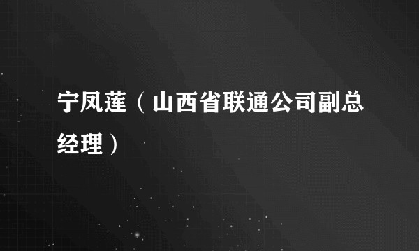 宁凤莲（山西省联通公司副总经理）