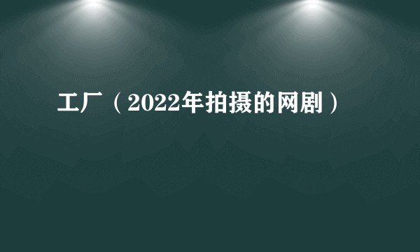 工厂（2022年拍摄的网剧）