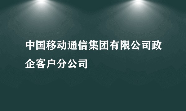 中国移动通信集团有限公司政企客户分公司