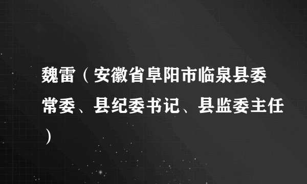 魏雷（安徽省阜阳市临泉县委常委、县纪委书记、县监委主任）